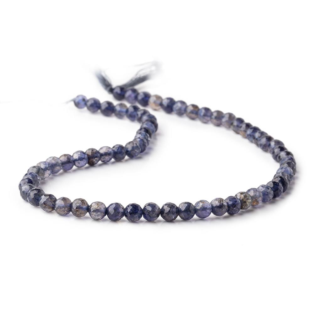 5mm Iolite faceted round beads 12.5 inch 73 pieces AA Grade