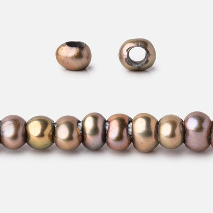 5mm Khaki Green 2.5mm Large Hole Off Round Pearls 15 inch 115 Beads