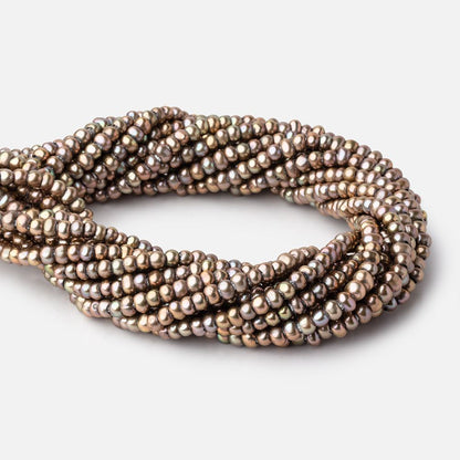 5mm Khaki Green 2.5mm Large Hole Off Round Pearls 15 inch 115 Beads