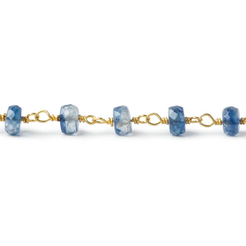 5mm Kyanite Faceted Rondelle on Vermeil Chain by the foot 40 pieces