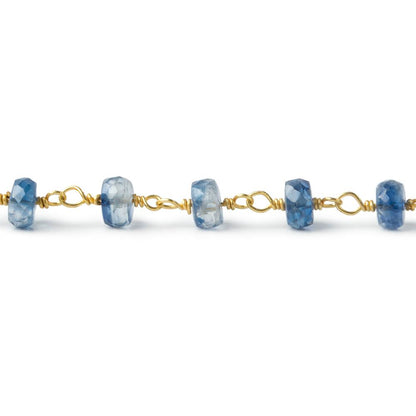5mm Kyanite Faceted Rondelle on Vermeil Chain by the foot 40 pieces