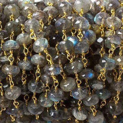 5mm Labradorite faceted rondelle Vermeil Chain by the foot 34 pieces