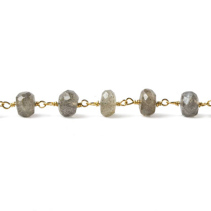 5mm Labradorite faceted rondelle Vermeil Chain by the foot 34 pieces