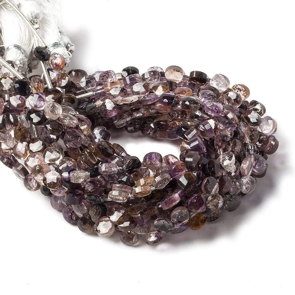 5mm Lepidocrocite faceted petite heart beads 6 inch 50 pieces