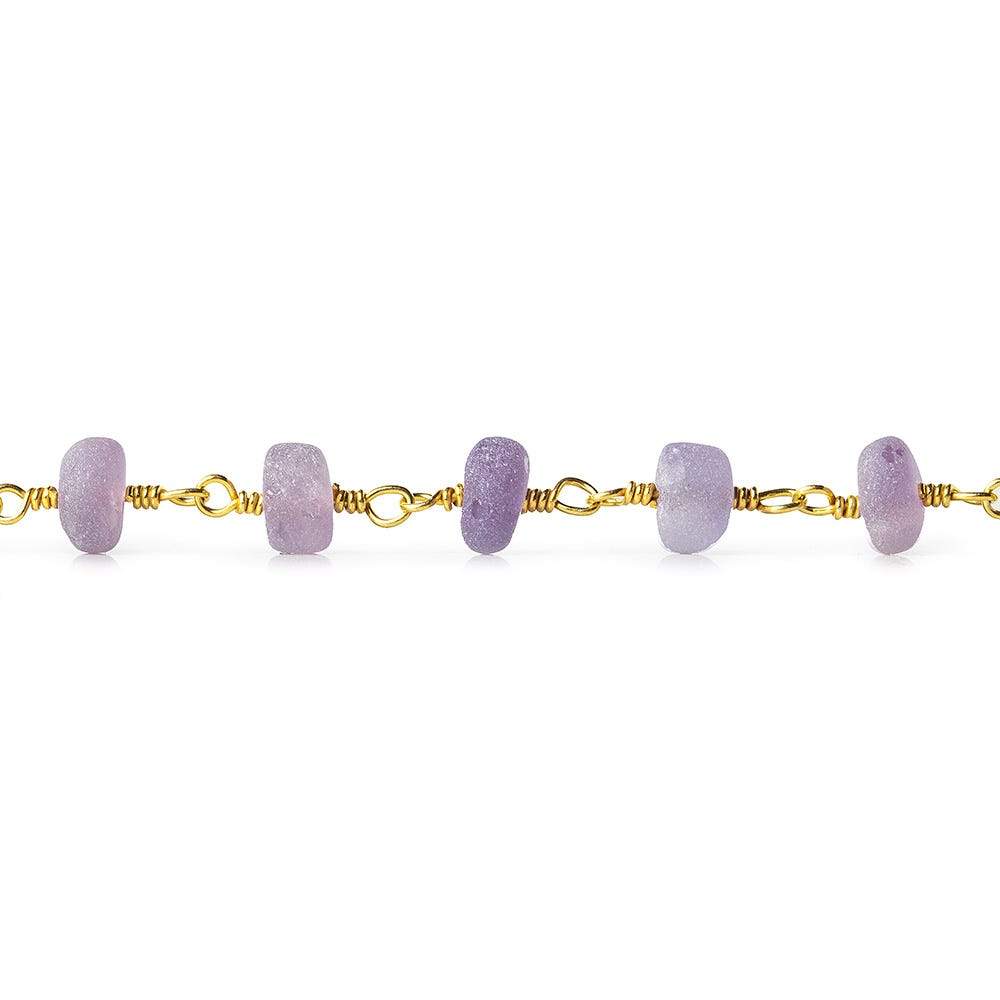 5mm Matte Amethyst plain rondelle Gold plated Chain by the foot