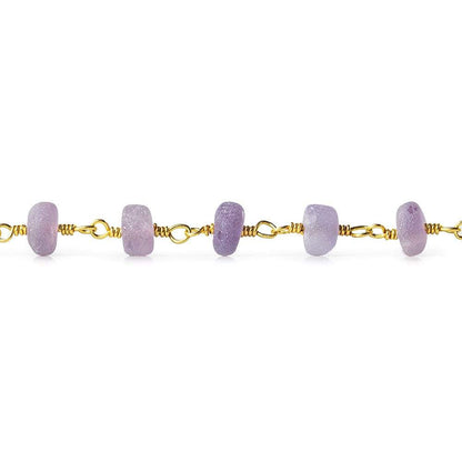 5mm Matte Amethyst plain rondelle Gold plated Chain by the foot