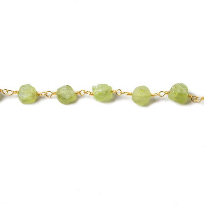 5mm Matte Peridot Coin Gold plated Chain by the foot 28 pcs