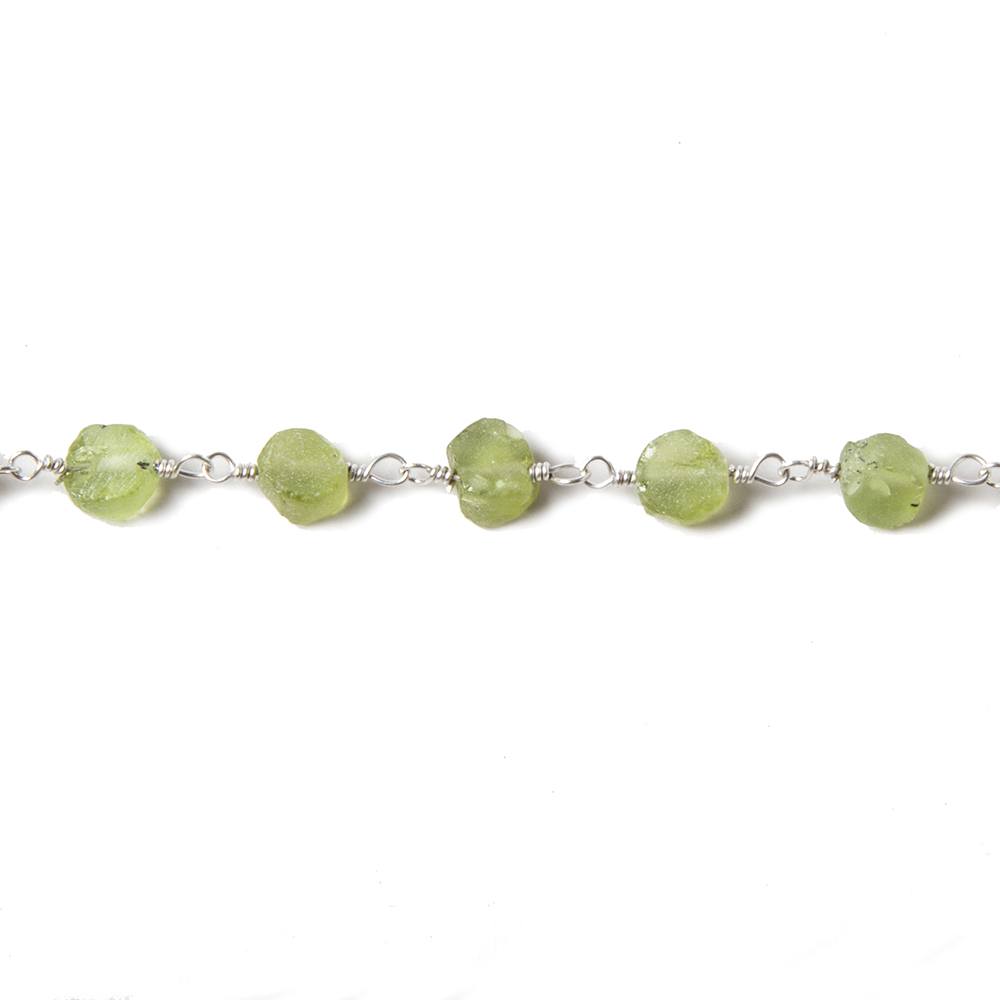 5mm Matte Peridot Coin Silver plated Chain by the foot 28 pcs