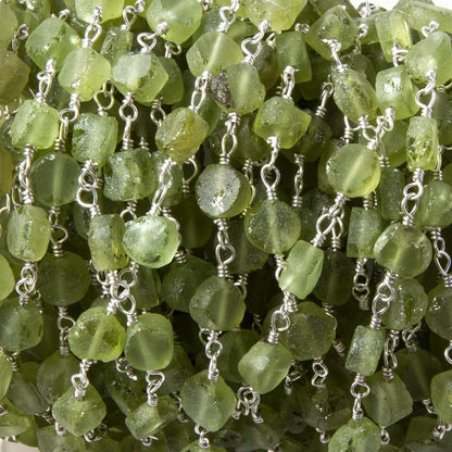 5mm Matte Peridot Coin Silver plated Chain by the foot 28 pcs