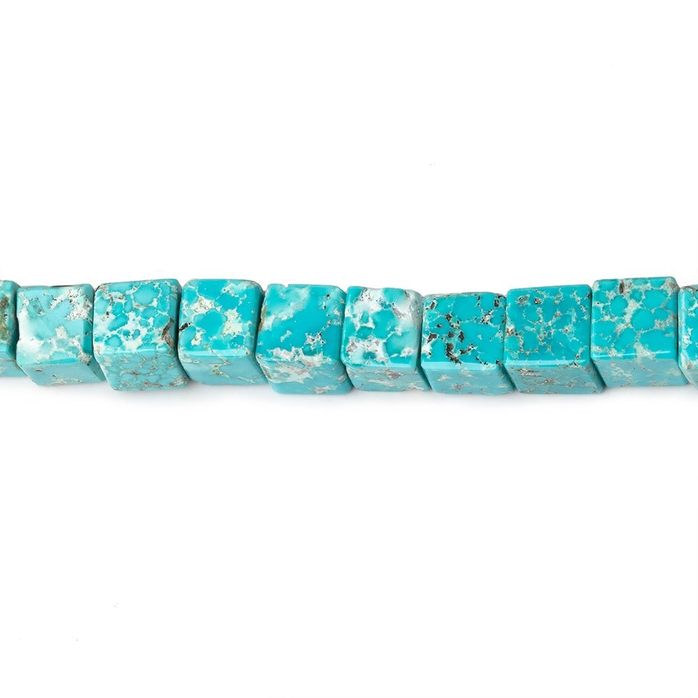 5mm Mongolian Turquoise Plain Cube Beads 16 inch 77 pieces AA