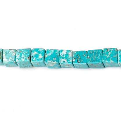 5mm Mongolian Turquoise Plain Cube Beads 16 inch 77 pieces AA