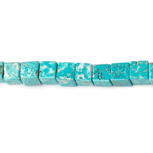 5mm Mongolian Turquoise Plain Cube Beads 16 inch 77 pieces AA