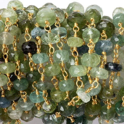 5mm Moss Aquamarine faceted rondelle Vermeil Chain by the foot 37 beads
