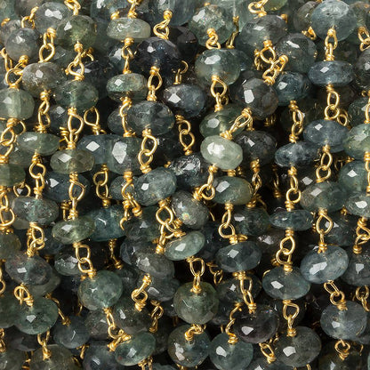 5mm Moss Aquamarine faceted rondelle Vermeil Chain by the foot 37 beads