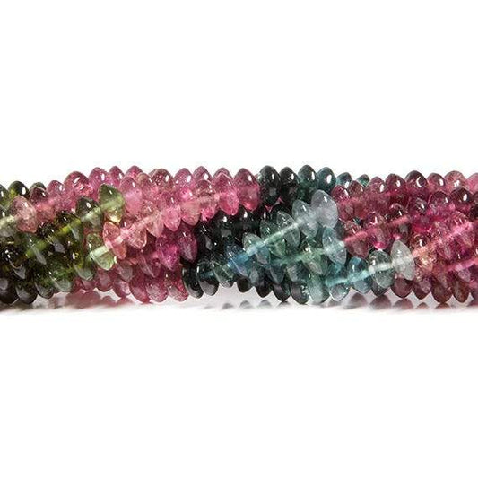 5mm Multi Color Tourmaline Beads Plain Rondelle