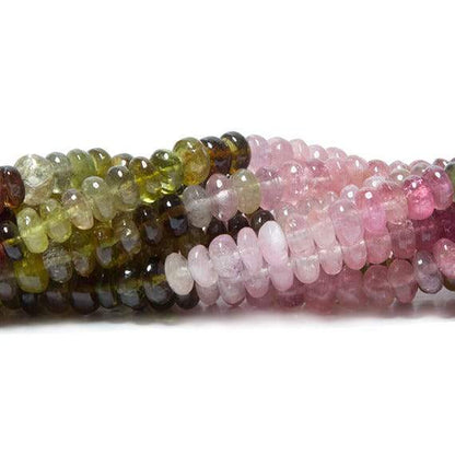 5mm Multi Color Tourmaline plain rondelle beads 18 inch 164 pieces