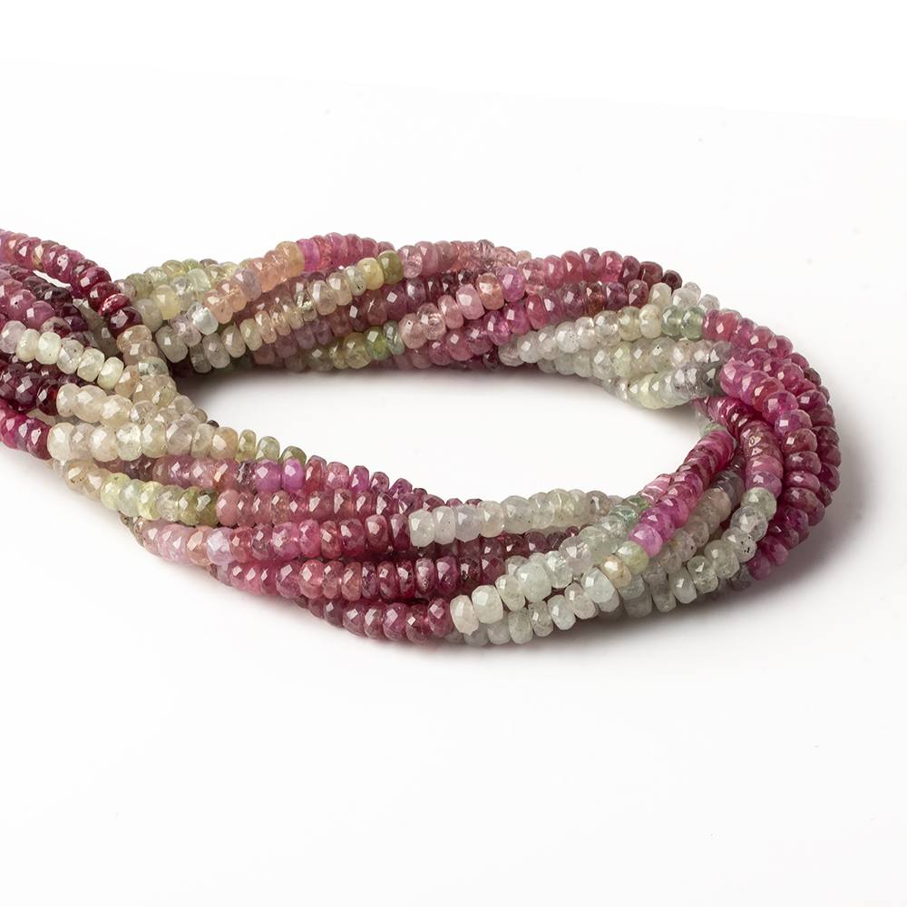 5mm Multi Color Umba Sapphire faceted rondelles 16 inch 135 beads AA