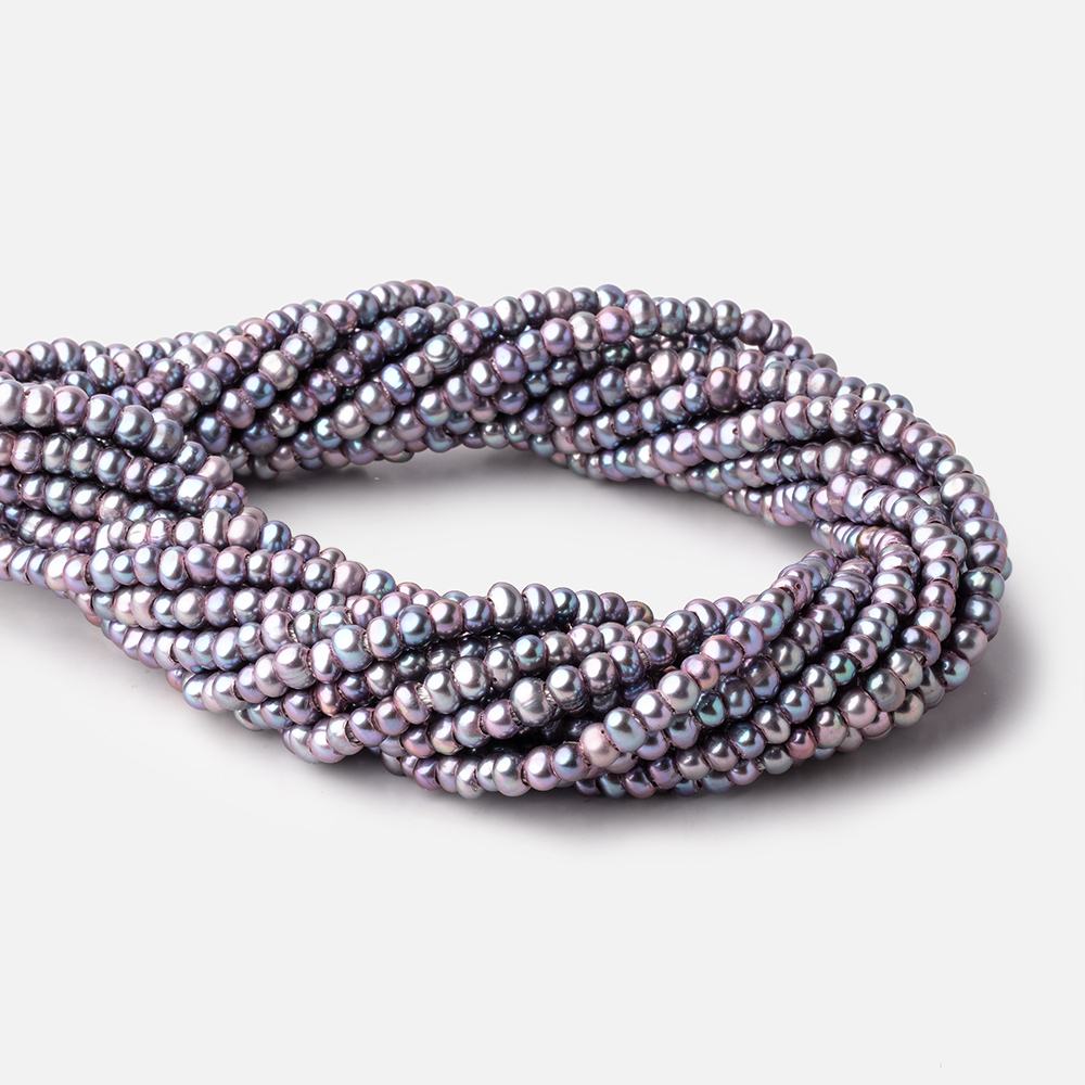 5mm Multi-Tonal Purple Off Round 2.5mm Large Hole Pearls 15 inch 120 Beads