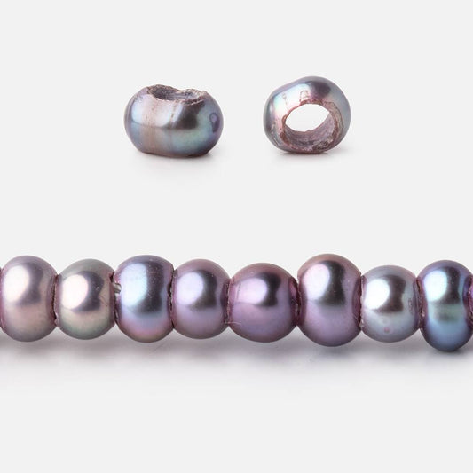 5mm Multi-Tonal Purple Off Round 2.5mm Large Hole Pearls 15 inch 120 Beads