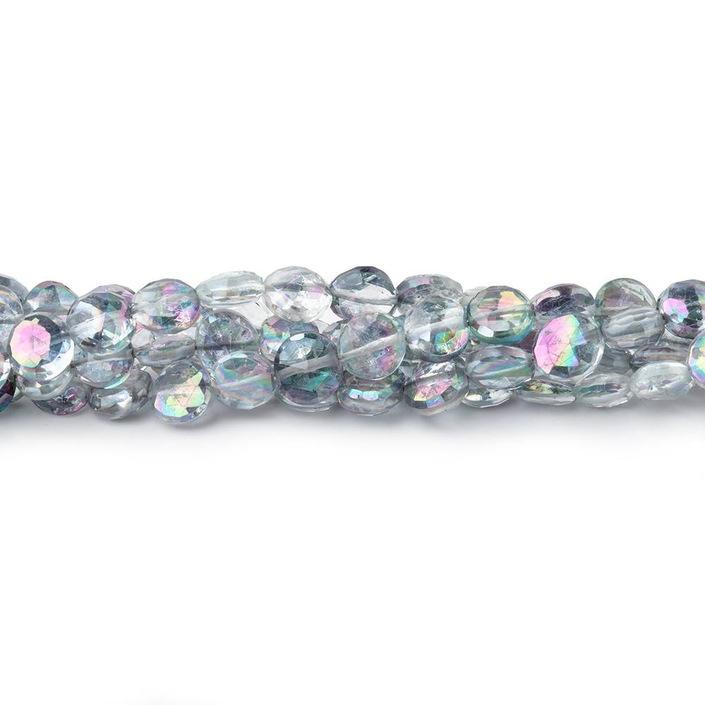 6mm Mystic Grey Topaz Faceted Coin Beads 8 inch 41 pieces