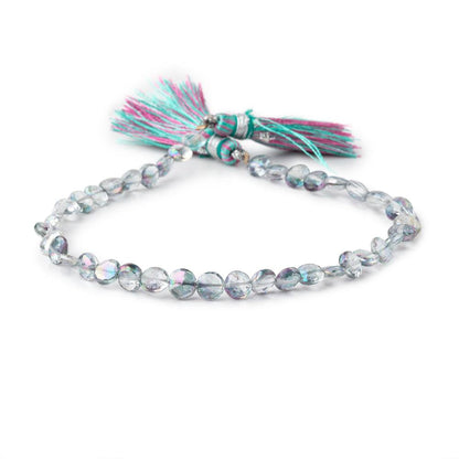 6mm Mystic Grey Topaz Faceted Coin Beads 8 inch 41 pieces