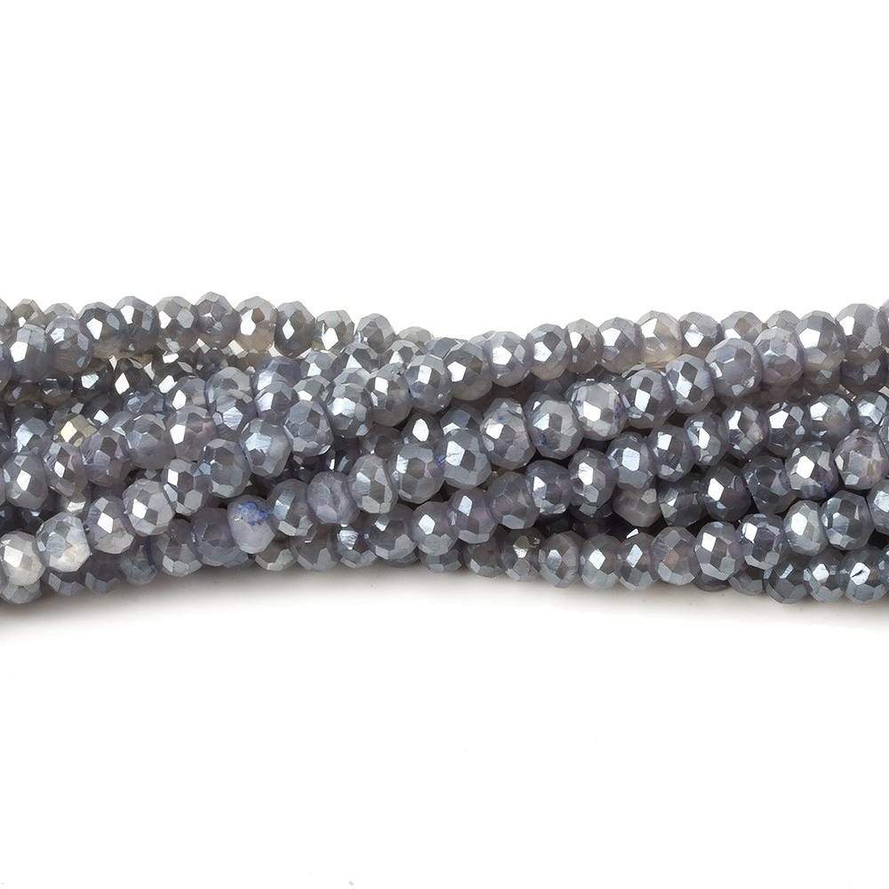 5mm Mystic Platinum Moonstone faceted rondelles 16 inch 100 beads A