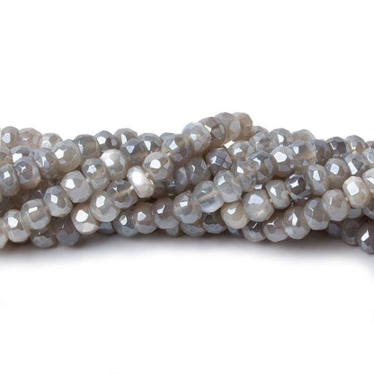 5mm Mystic Platinum Moonstone faceted rondelles 16 inch 100 beads A