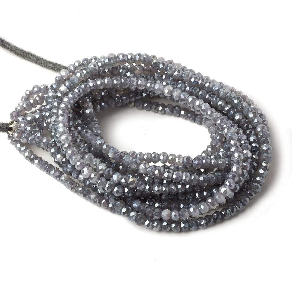 5mm Mystic Platinum Moonstone faceted rondelles 16 inch 100 beads A