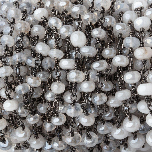 5mm Mystic Quartz Plain Rondelles on Black Gold Chain by the Foot 29 beads