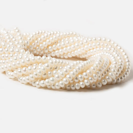 5mm Off White Center Drilled Button Freshwater Pearls 15.5 inch 100 pieces