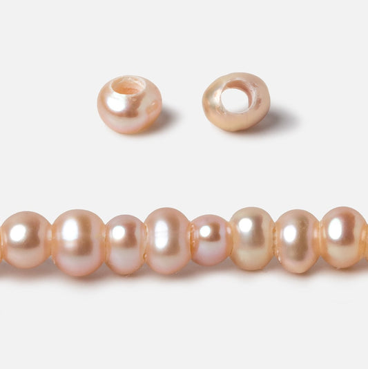 5mm Peach Blush Off Round 2.5mm Large Hole Pearls 15 inch 100 pieces
