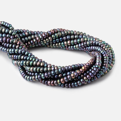 5mm Peacock Center Drill Button Freshwater Pearl beads 15.5 inch 121 pieces A