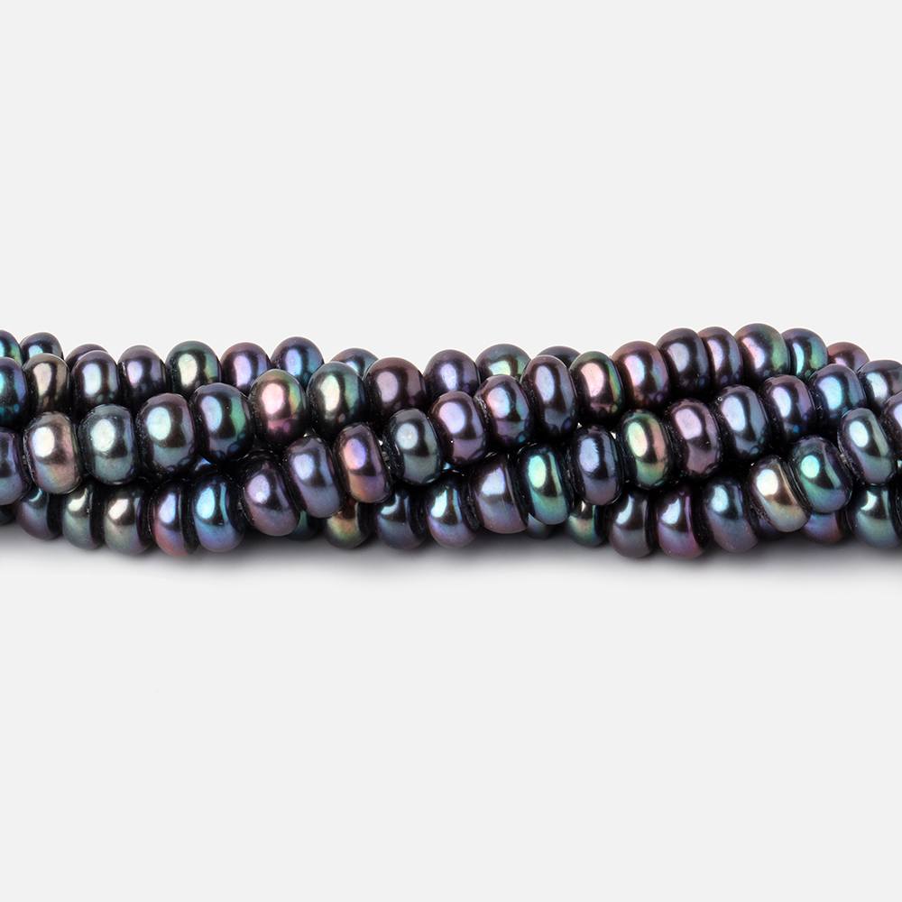 5mm Peacock Center Drill Button Freshwater Pearl beads 15.5 inch 121 pieces A