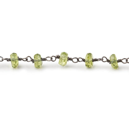 5mm Peridot faceted rondelle Black Gold plated Chain
