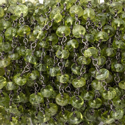 5mm Peridot faceted rondelle Black Gold plated Chain