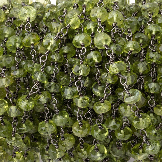 5mm Peridot faceted rondelle Black Gold plated Chain