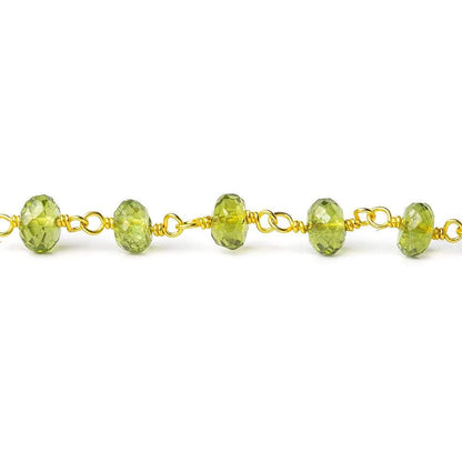 5mm Peridot faceted rondelle Vermeil Chain by the foot