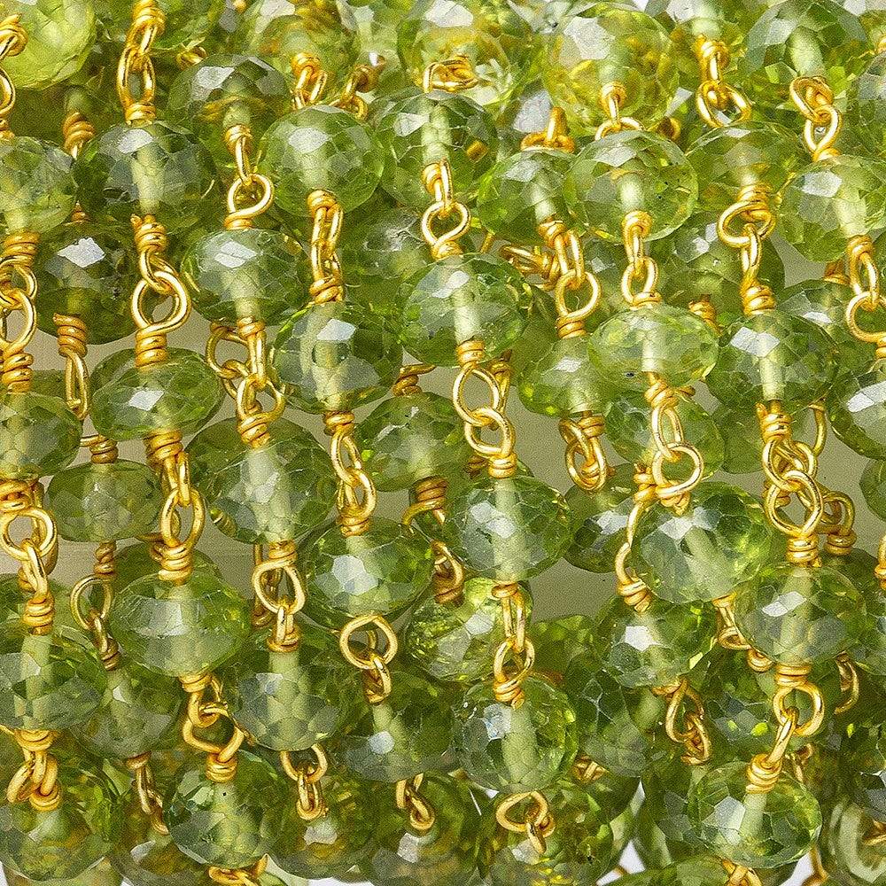5mm Peridot faceted rondelle Vermeil Chain by the foot