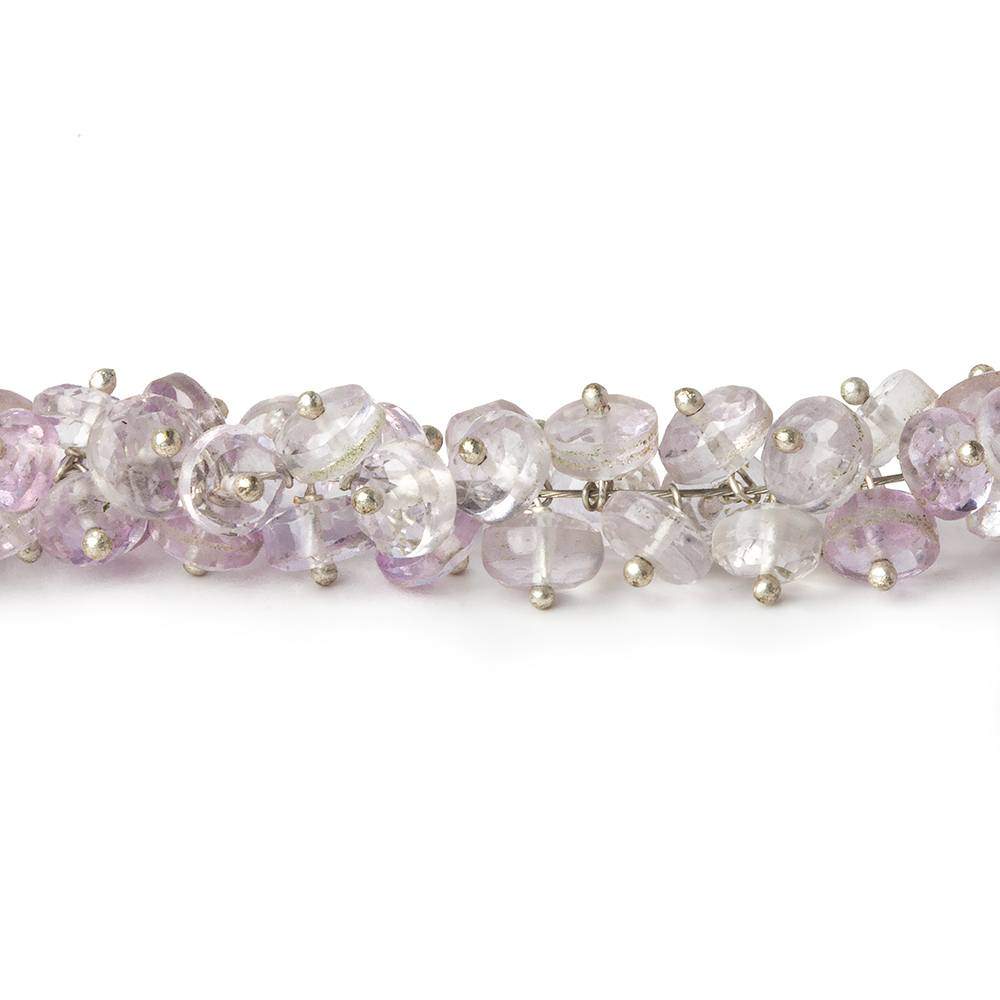 5mm Pink Amethyst and Crystal Quartz faceted rondelles on headpins 6 inch 95 pcs