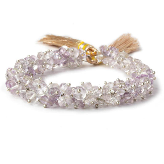 5mm Pink Amethyst and Crystal Quartz faceted rondelles on headpins 6 inch 95 pcs