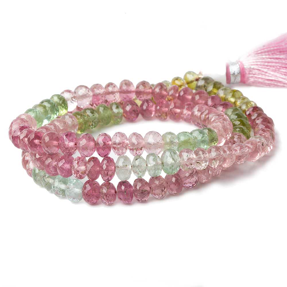 5mm Pink & Green Tourmaline Faceted Rondelle Beads 124 pieces AAA Grade