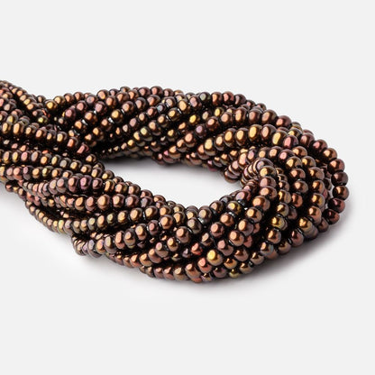 5mm Pistachio Brown 2.5mm Large Hole Off Round Pearls 15 inch 122 Beads
