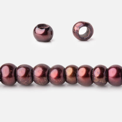 5mm Port Wine 2.5mm Large Hole Off Round Pearls 15 inch 122 Beads