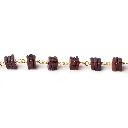 5mm Pyrope Garnet square heishi Vermeil Chain by the foot