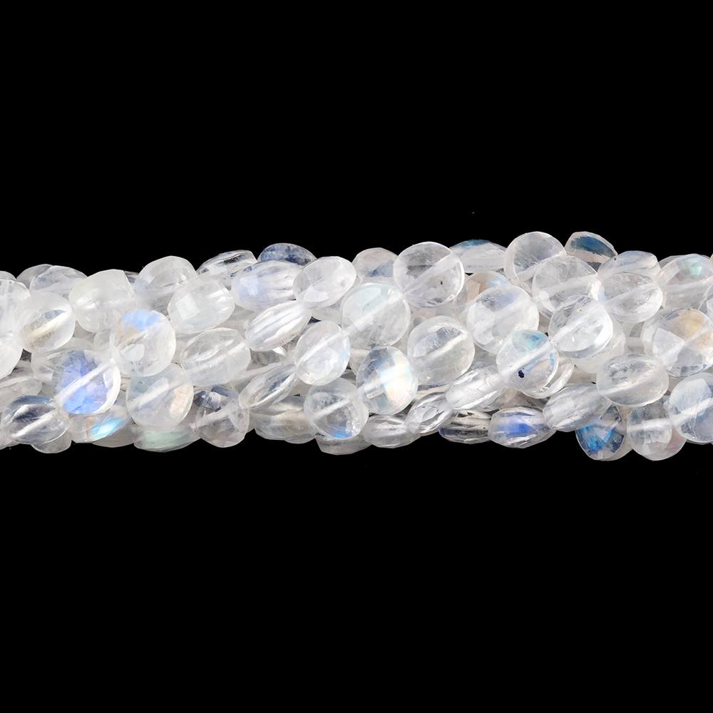 5mm Rainbow Moonstone Faceted Coin Beads 16 inch 80 pieces