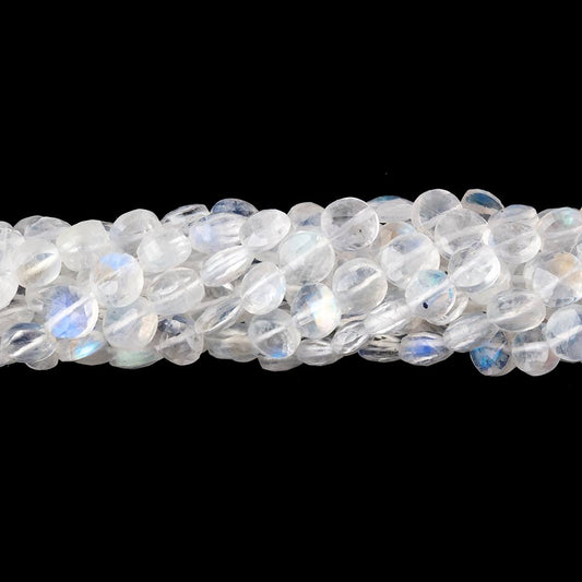 5mm Rainbow Moonstone Faceted Coin Beads 16 inch 80 pieces
