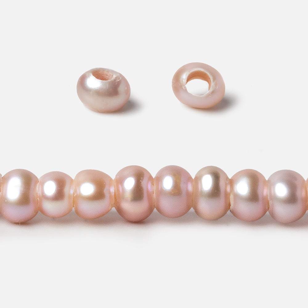 5mm Rose Pink Off Round 2.5mm Large Hole Pearls 15 inch 100 pieces