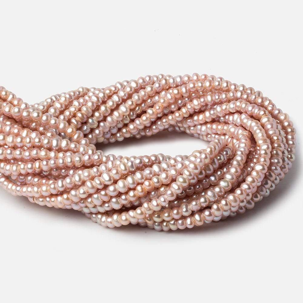 5mm Rose Pink Off Round 2.5mm Large Hole Pearls 15 inch 100 pieces