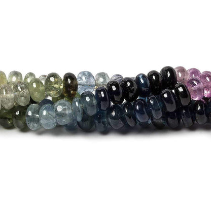 5mm Ruby & Multi Color Sapphire plain rondelles 18 inch 145 beads AA Grade