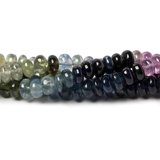 5mm Ruby & Multi Color Sapphire plain rondelles 18 inch 145 beads AA Grade